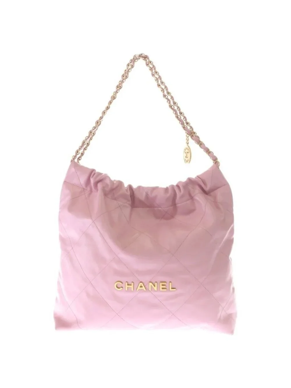 Chanel 22 Tote Shoulder Bag Pink Calfskin Gold